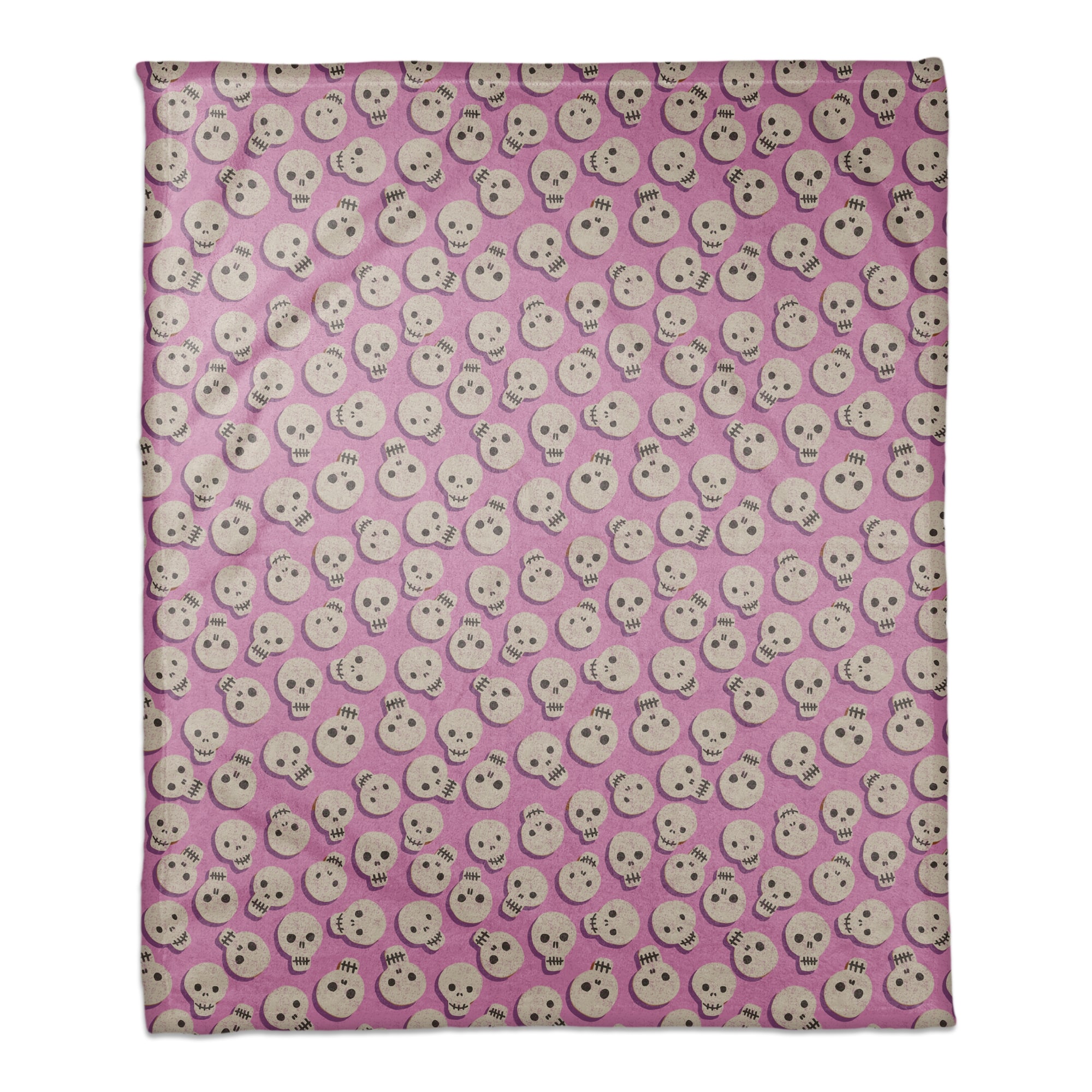 Pinky Skull Pattern Fleece Blanket